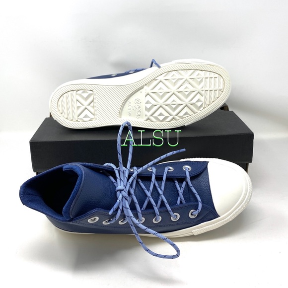 Converse Ctas High Top Leather Navy Women Sneakers - Picture 2 of 11